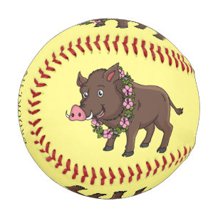 Pelota De Béisbol Cría de jabalí y flores de personalizado