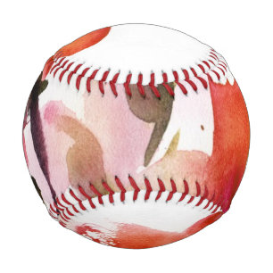 Pelota De Béisbol Cuadros acuáticos de flores abstractas