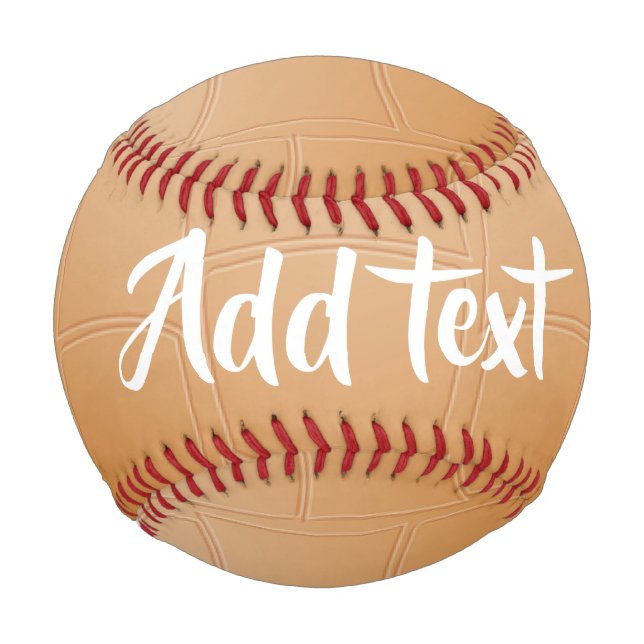 Pelota De Béisbol Cuero marrón monograma texturado (Anverso)