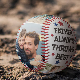 Pelota De Béisbol Cumpleaños del Padre Personalizado con 4 Fotos