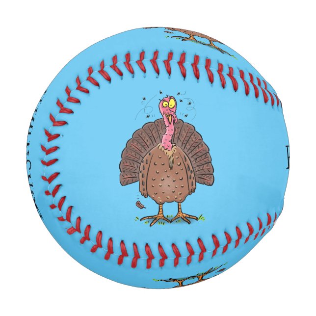 Pelota De Béisbol Curioso pavo de corral marrón con personalizado de (Anverso izquierdo)