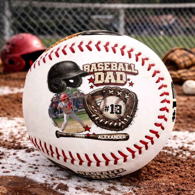 Pelota De Béisbol Custom Baseball Dad Photo Name (Subido por el creador)