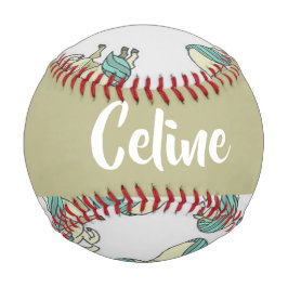 Pelota De Béisbol Custom name cute horses pattern