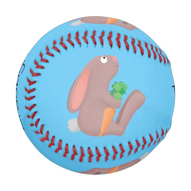 Pelota De Béisbol Cute bunny rabbit sitting with carrot cartoon (Anverso izquierdo)