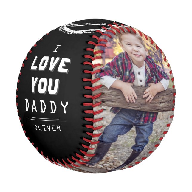 Pelota De Béisbol Cute Love You Daddy Black 2 Collage de fotos (Angular)