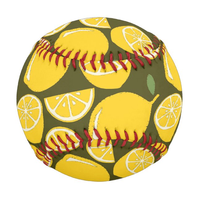 Pelota De Béisbol Cuto de diversión moderno amarillo limón (Anverso)