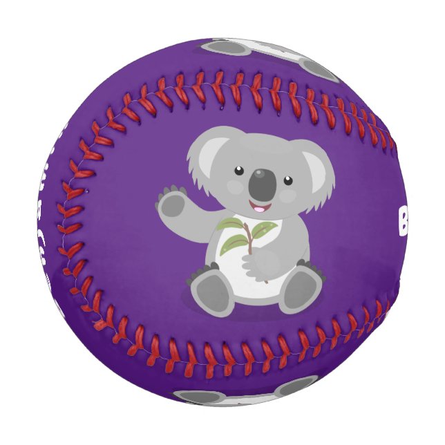 Pelota De Béisbol Cuto feliz koala saludando al ilustracion personal (Anverso izquierdo)