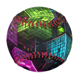 Pelota De Béisbol Cyan Magenta Lima Cyberpunk | Extremadamente 3D 