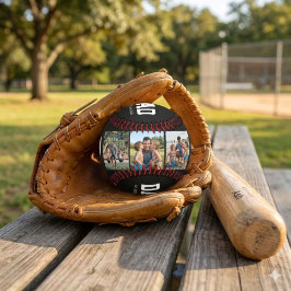 Pelota De Béisbol Dad Est. Bold White Font 3 Photo Fathers Day Gift 