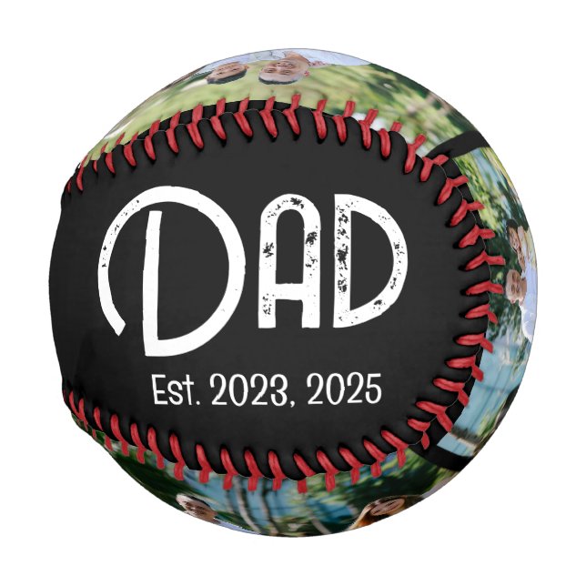 Pelota De Béisbol Dad Established Grunge Text Black 3 Photo (Reverso Izquierdo)