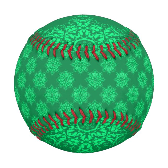 Pelota De Béisbol Damasco floral verde con estampado (Reverso)