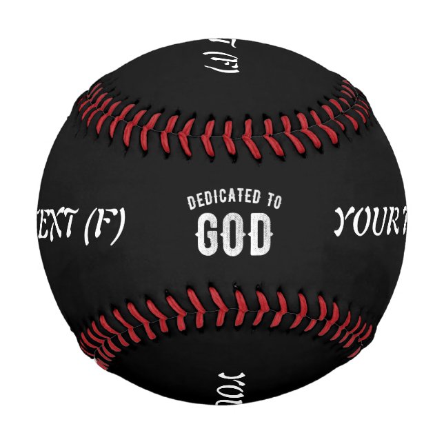 PELOTA DE BÉISBOL DEDICADO A DIOS PERSONALIZABLE GUAY TEXTO BLANCO (Anverso)