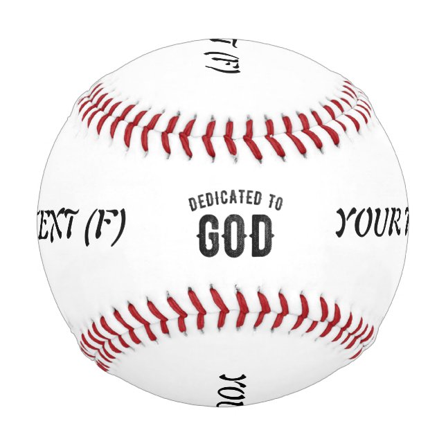 PELOTA DE BÉISBOL DEDICADO A DIOS PERSONALIZABLE GUAY TEXTO NEGRO (Anverso)