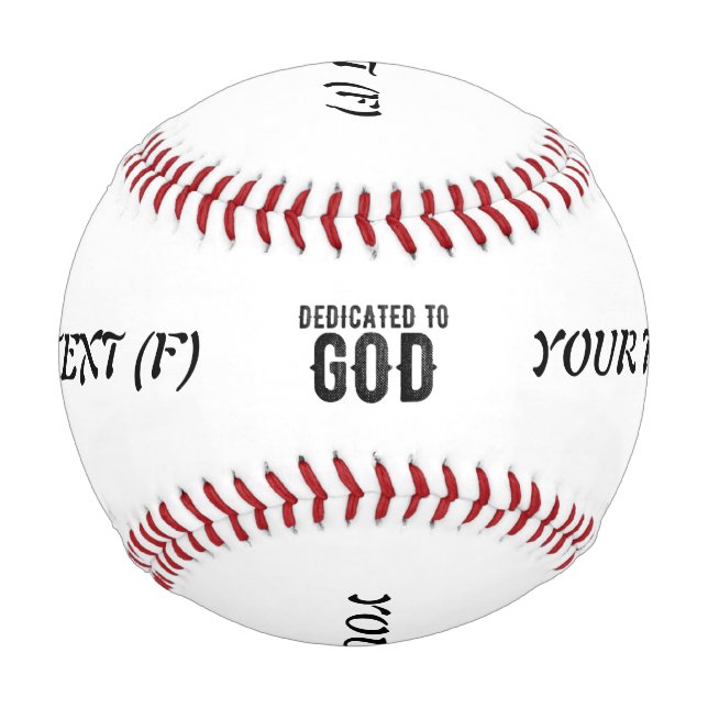PELOTA DE BÉISBOL DEDICADO A DIOS PERSONALIZABLE GUAY TEXTO NEGRO (Anverso)