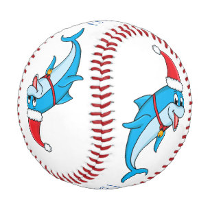 Pelota De Béisbol Delfín lindo con personalizado de Santa hat
