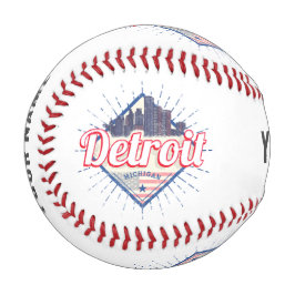 Pelota De Béisbol Detroit Michigan Estados Unidos Skyline Vintage Es