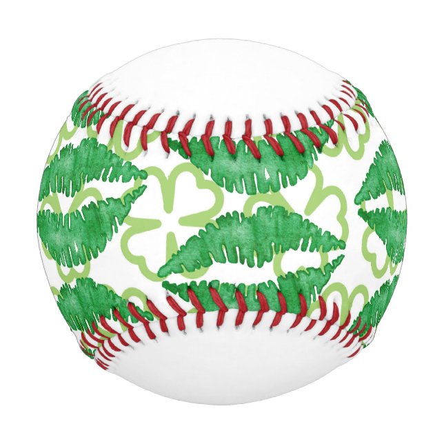 Pelota De Béisbol Día de San Patricio con el shamrock y los labios v (Reverso)