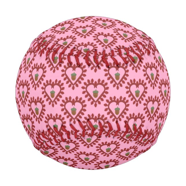 Pelota De Béisbol Día de San Valentín Love Heart Acorn Patterned (Anverso)