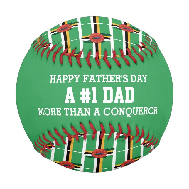 Pelota De Béisbol Día del Padre #1 NÚMERO 1 BANDERA DAD Dominica (Anverso)