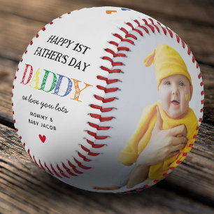 Pelota De Béisbol Día del primer padre lindo papá 2 foto Keepsake