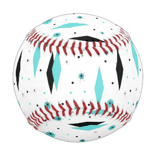 Pelota De Béisbol Diamantes turquesa retro y estallidos de béisbol