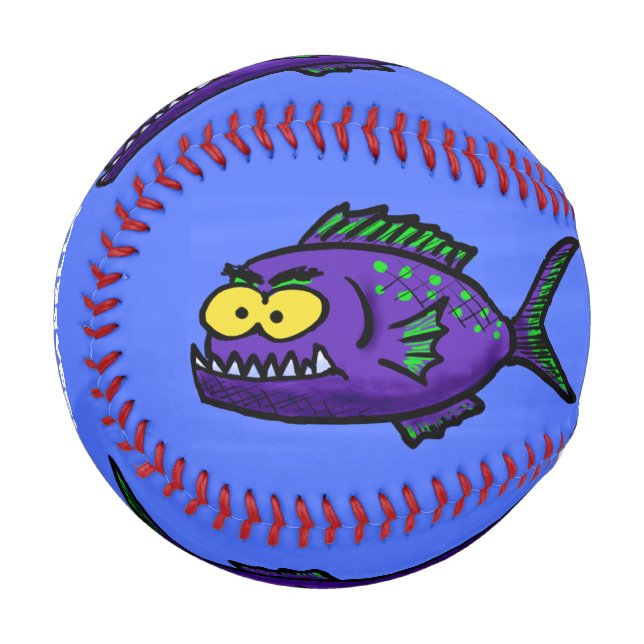 Pelota De Béisbol dibujos animados de pirañas (Anverso izquierdo)