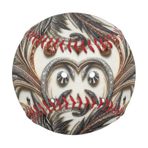 Pelota De Béisbol Diseño barroco glamuroso con piedras de Purpurina