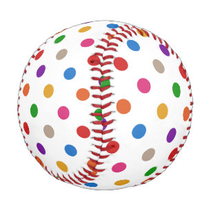 Pelota De Béisbol Diseño de lunares de arcoíris coloridos blancos