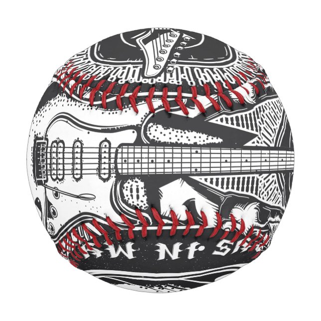 Pelota De Béisbol Diseño de rock de guitarra (Anverso)