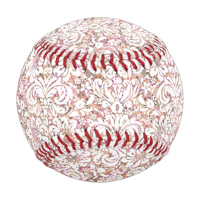 Pelota De Béisbol Diseño floral blanco y rosa (Reverso)