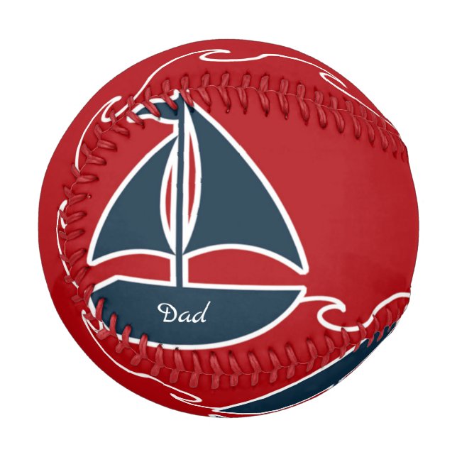 Pelota De Béisbol Diseño Náutico Especial De Béisbol De Papá (Anverso izquierdo)