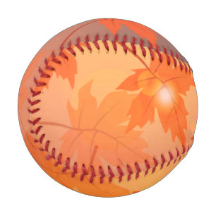 Pelota De Béisbol Diseño otoñal con hojas de arce y efecto bokeh