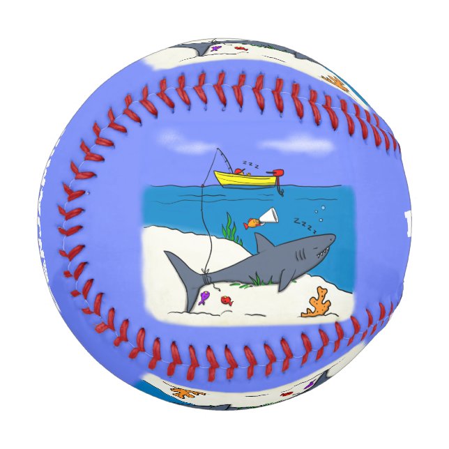 Pelota De Béisbol Divertido tiburón durmiente y personalizado de pes (Anverso izquierdo)