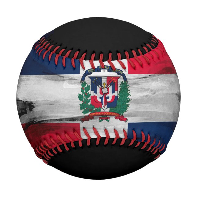 Pelota De Béisbol Dominican Republic flag brush stroke (Anverso)