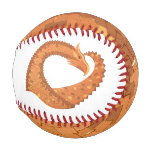 Pelota De Béisbol Dragón de corazón naranja quemado en blanco