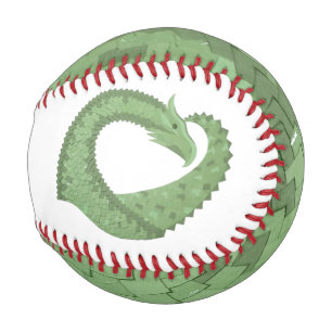 Pelota De Béisbol Dragón de corazón verde oliva en blanco