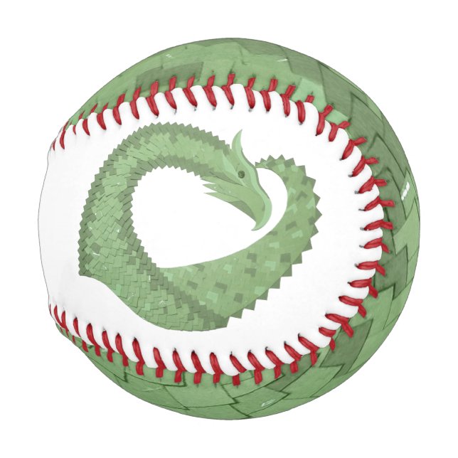 Pelota De Béisbol Dragón de corazón verde oliva en blanco (Anverso derecho)