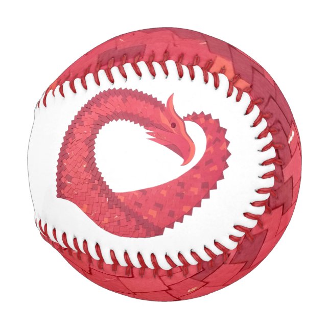 Pelota De Béisbol Dragón del corazón rojo en blanco (Anverso derecho)