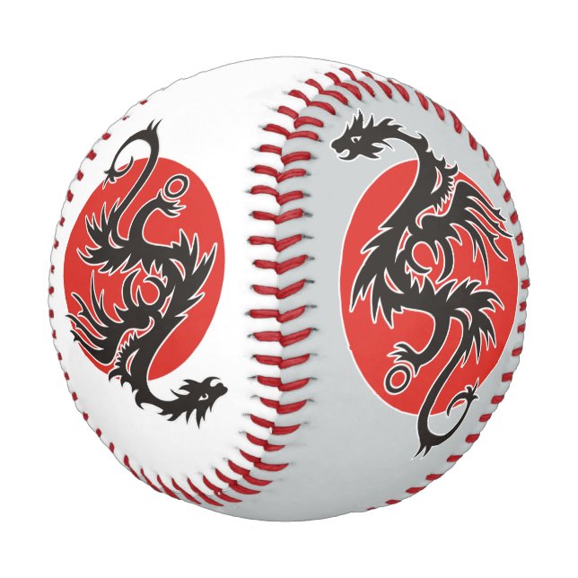 Pelota De Béisbol Dragon Sun - blanco rojo negro + tus ideas (Angular)