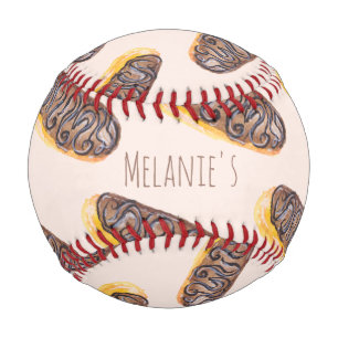Pelota De Béisbol Eclairs de acuarela Donuts Diversión Caprichoso Du