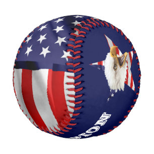 Pelota De Béisbol El águila calva desenfrenada, la bandera estadouni
