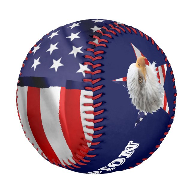 Pelota De Béisbol El águila calva salvaje, la bandera estadounidense (Angular)