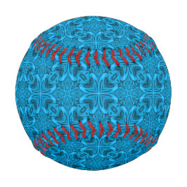 Pelota De Béisbol El azul vintage azul fractal Kaleidoscope