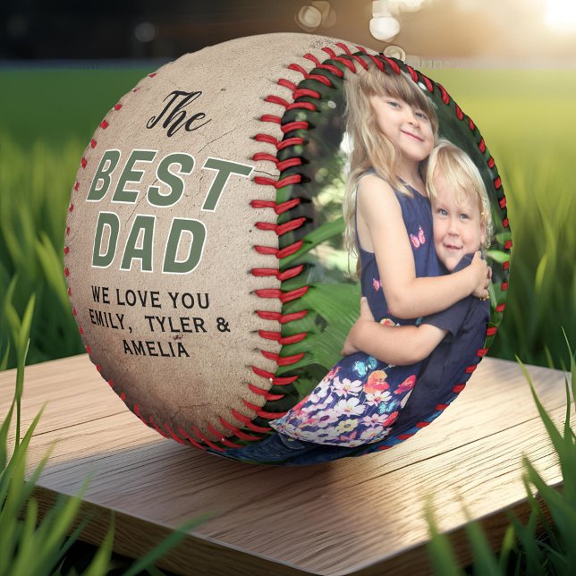 Pelota De Béisbol El Día del Mejor Papá Rústico Personalizado (Subido por el creador)
