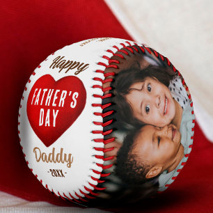 Pelota De Béisbol El Día del Padre Feliz Corazón Rojo Papi 2 Foto