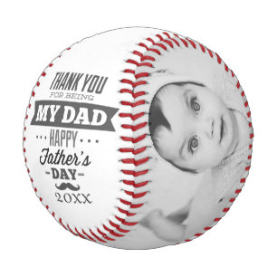 Pelota De Béisbol El Día Del Padres Personalizado Negro Y Blanco