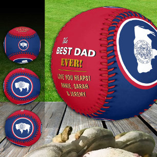 Pelota De Béisbol El mejor papá de Wyoming, Estados Unidos patriótic