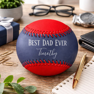 Pelota De Béisbol El mejor papá jamás rojo y azul