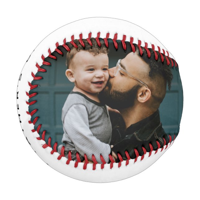 Pelota De Béisbol El niño pequeño del día del padre con foto del Per (Anverso izquierdo)