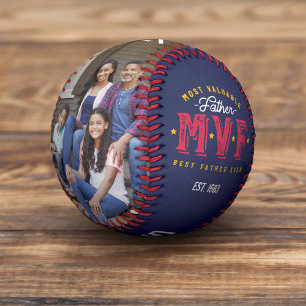 Pelota De Béisbol El padre más valioso Personalizado MVF dos monogra